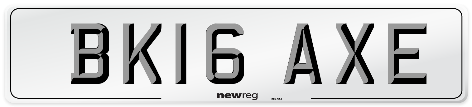 BK16 AXE Number Plate from New Reg